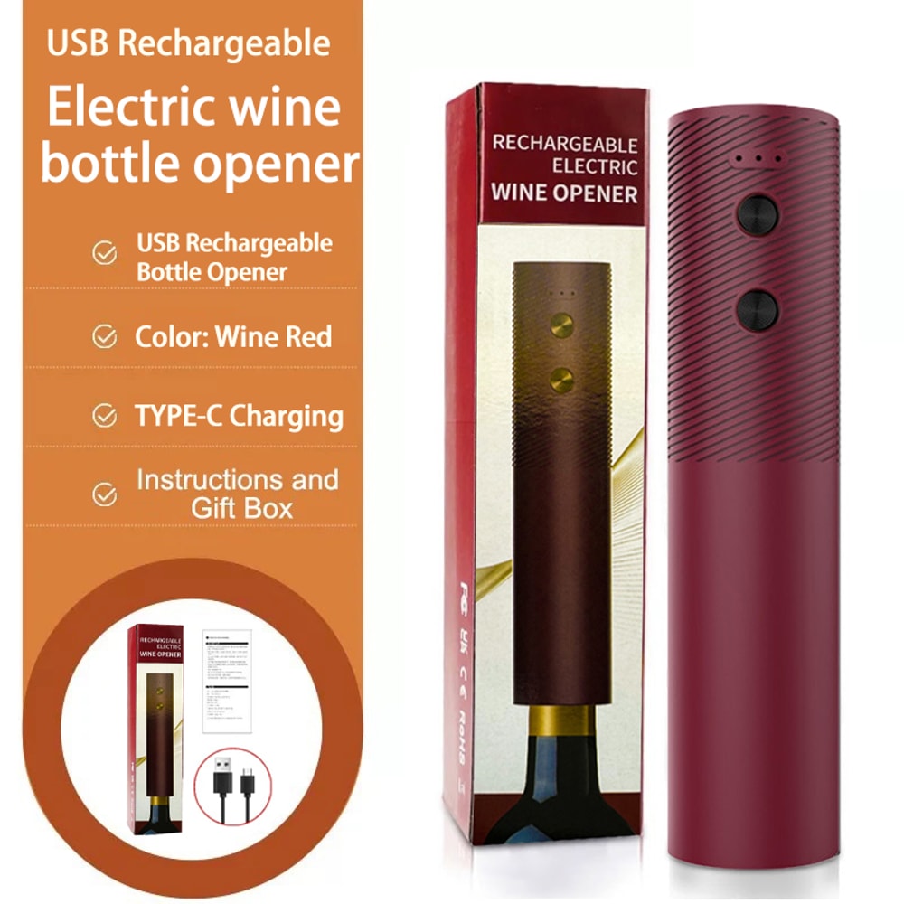 Automatic Electric Wine Bottle Opener OneClick Rechargeable Corkscrew For Home Bar 6