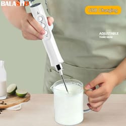electric milk frother & foam maker handheld rechargeable drink mixer for coffee, lattes, and more
