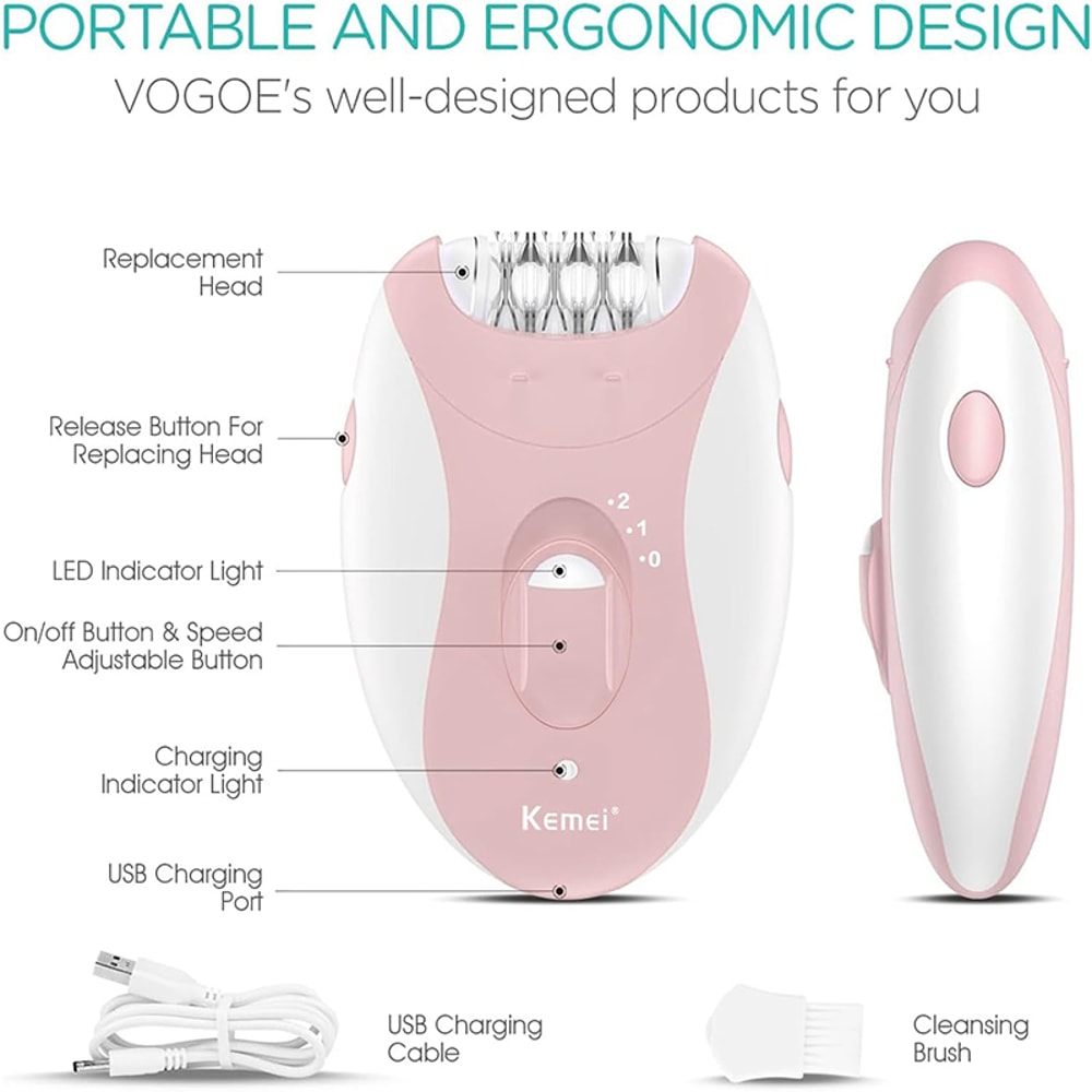 Rechargeable Women Epilator Smooth Hair Removal For Face Body Bikini And Underarms 3