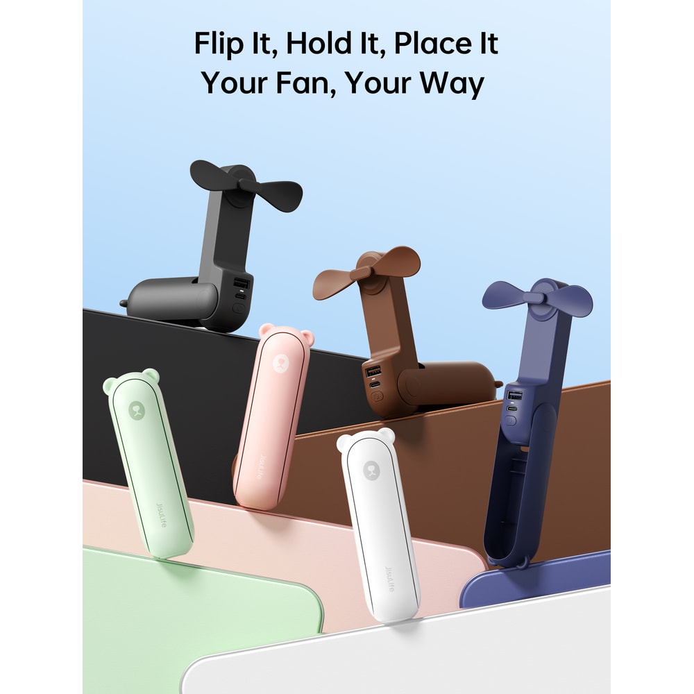 Portable Handheld Fan With Power Bank Flashlight USB Rechargeable Mini Fan 1