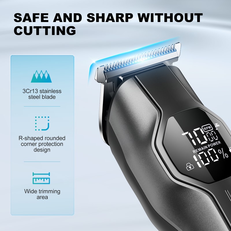 Cordless Hair Clipper With LED Display Rechargeable Beard Nose Trimmer Grooming Kit 4