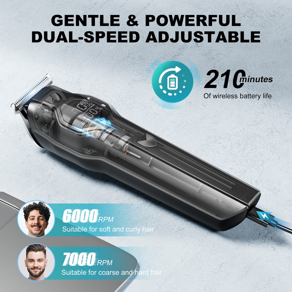 Cordless Hair Clipper With LED Display Rechargeable Beard Nose Trimmer Grooming Kit 2