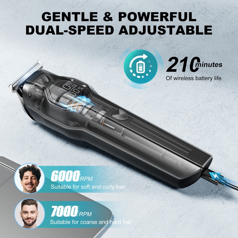 Cordless Hair Clipper With LED Display Rechargeable Beard Nose Trimmer Grooming Kit 2
