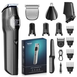 cordless hair clipper with led display rechargeable beard & nose trimmer grooming kit
