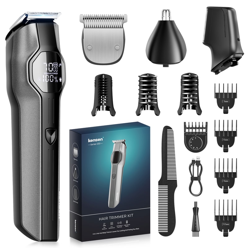 Cordless Hair Clipper With LED Display Rechargeable Beard Nose Trimmer Grooming Kit 1