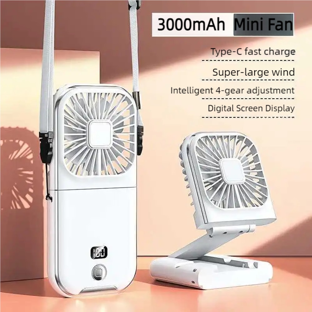 Foldable Hanging Neck Fan USB Mini Fan For Sports Camping Cooling With Mute Desktop Refrigeration 1
