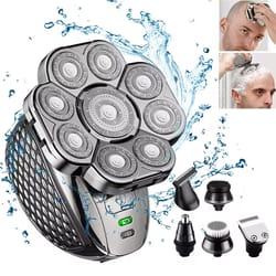 mens bald head electric shaver blades floating razor with beard, nose & ear hair trimmer