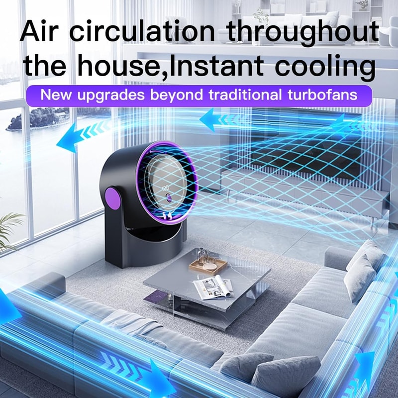 Smart Bladeless Electric Fan With USB Charging Silent Speed Settings Desktop Wall Mounted Air Cond 2