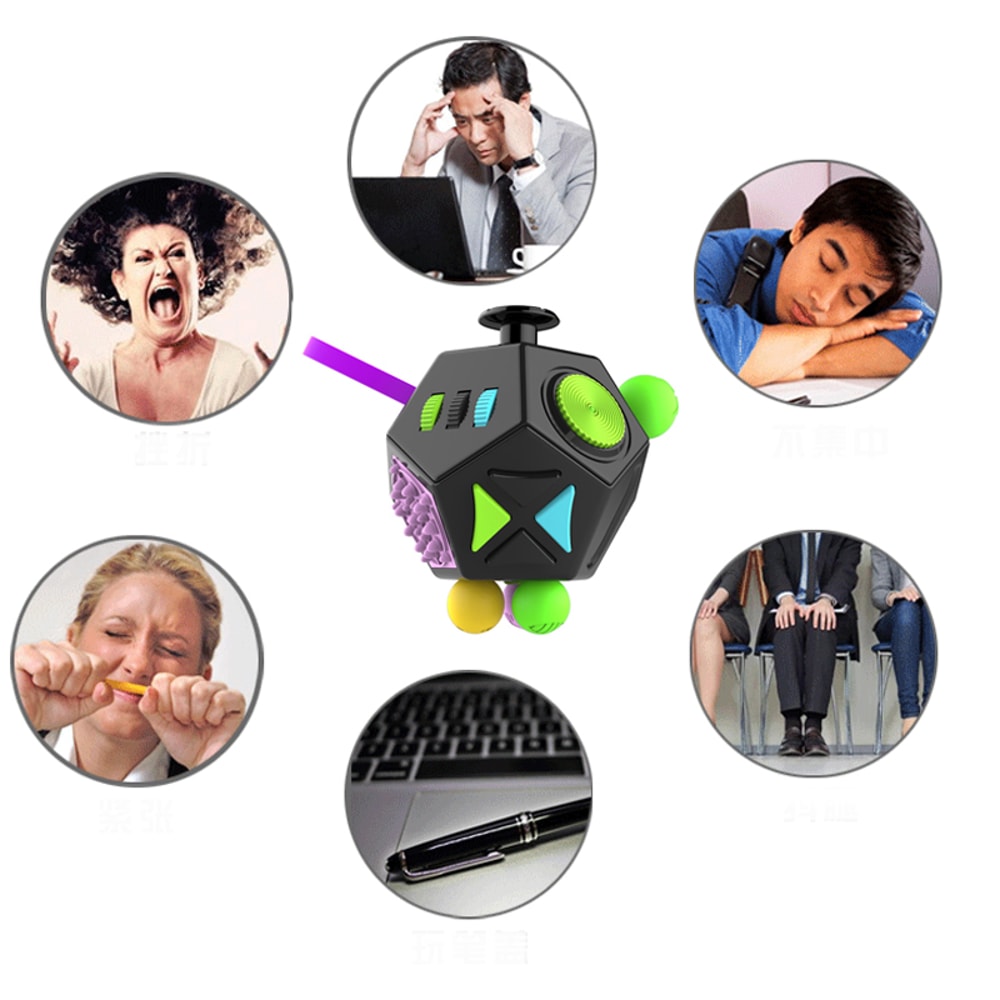 Rainbow Stress Relief Cube Sided Fidget Toy For Anxiety ADHD Autism OCD Sensory Desk Toy For Kids 1