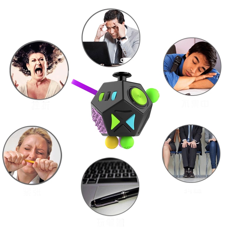 Rainbow Stress Relief Cube Sided Fidget Toy For Anxiety ADHD Autism OCD Sensory Desk Toy For Kids 1