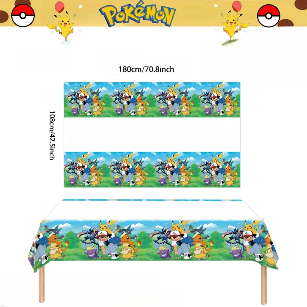 Pikachu Party Tablecloth Disposable Table Cover For Birthday Baby Shower Parties 2