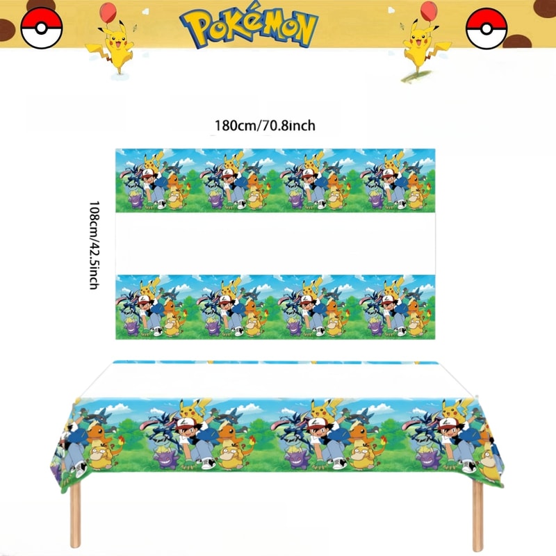Pikachu Party Tablecloth Disposable Table Cover For Birthday Baby Shower Parties 2