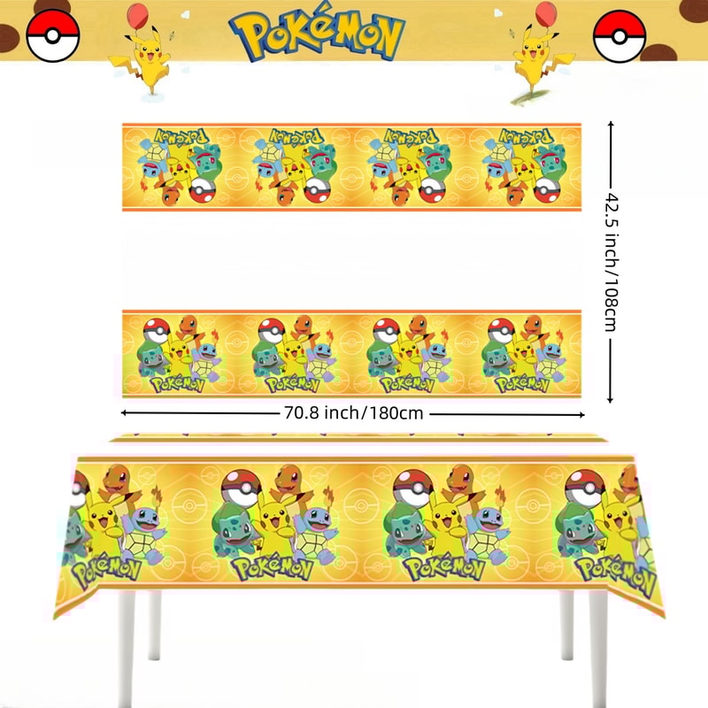 Pikachu Party Tablecloth Disposable Table Cover For Birthday Baby Shower Parties 5