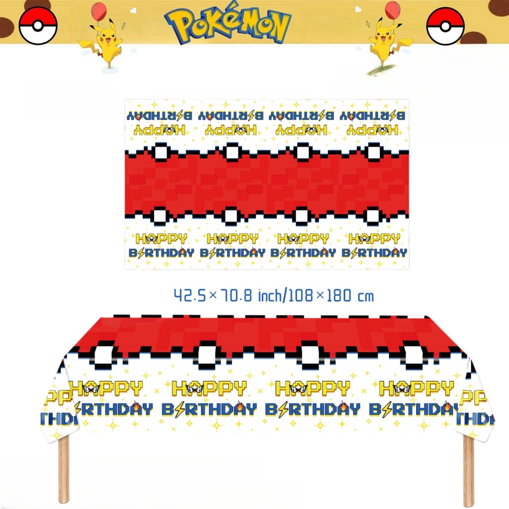 Pikachu Party Tablecloth Disposable Table Cover For Birthday Baby Shower Parties 4