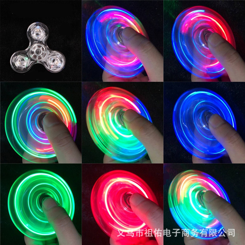 Crystal Luminous LED Light Fidget Spinner Glow In The Dark Stress Relief Toy For Kids 8