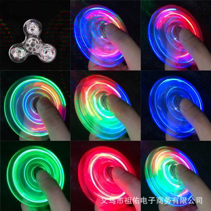 Crystal Luminous LED Light Fidget Spinner Glow In The Dark Stress Relief Toy For Kids 8