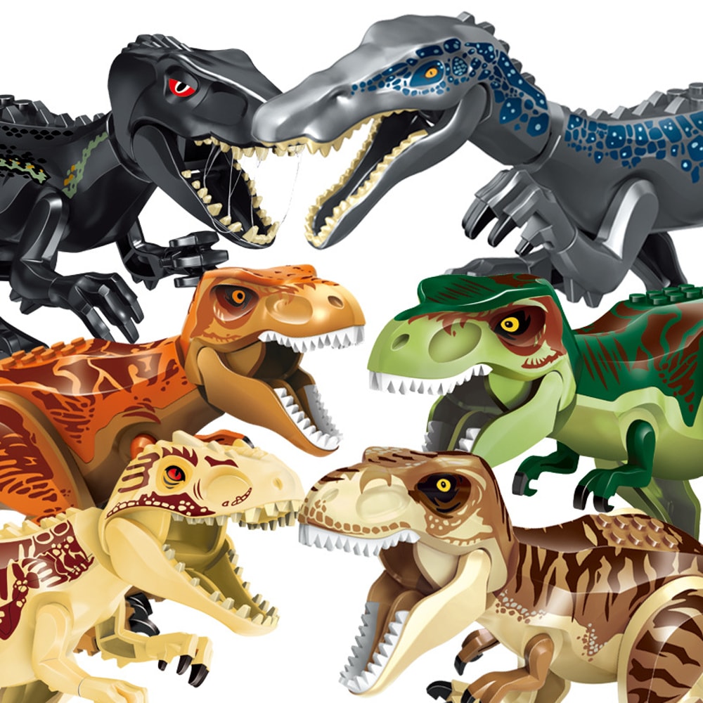 Jurassic Dinosaur World Building Blocks Set TRex Triceratops Indominus Rex Velociraptor Model 1