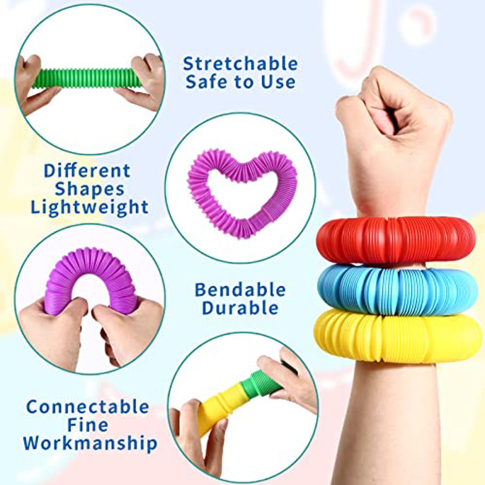 Rainbow Pop Tube Pack Sensory Stress Relief Toy For Kids Adults Telescopic Fidget Tube For Learnin 1