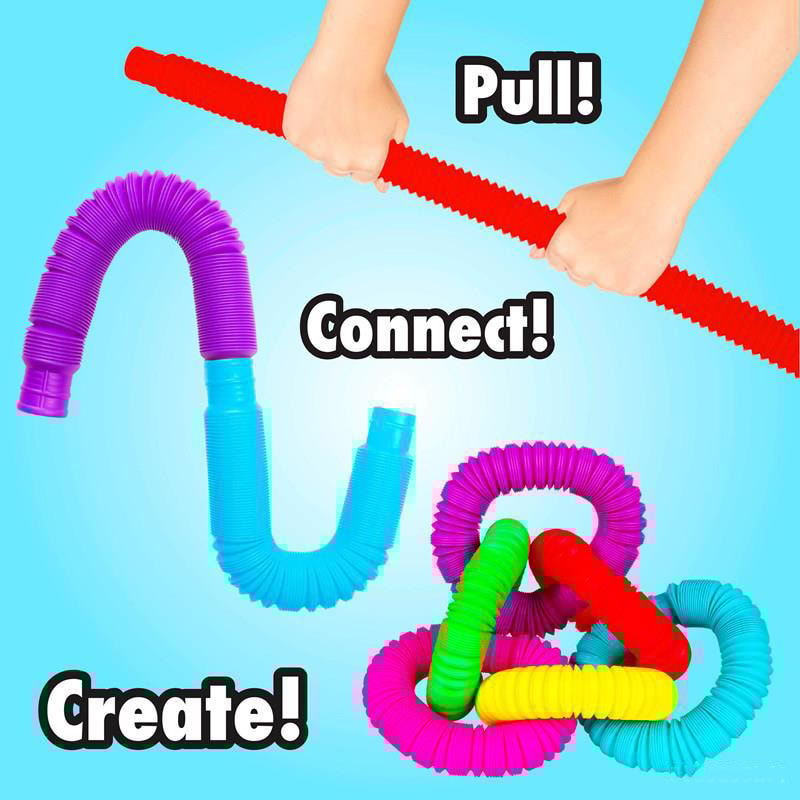 Rainbow Pop Tube Pack Sensory Stress Relief Toy For Kids Adults Telescopic Fidget Tube For Learnin 2