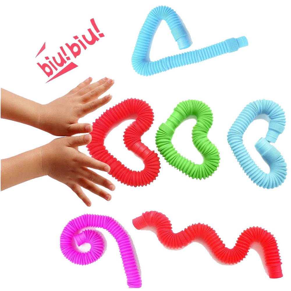 Rainbow Pop Tube Pack Sensory Stress Relief Toy For Kids Adults Telescopic Fidget Tube For Learnin 0