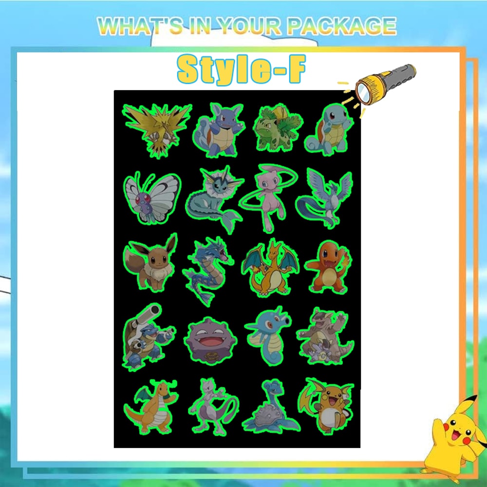 Pokemon GlowInTheDark Temporary Tattoos For Kids Pikachu Stickers For Boys Girls Glow Party Suppli 9