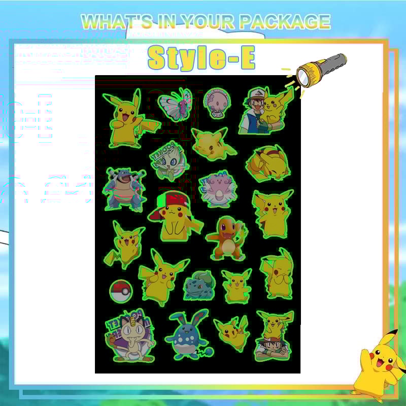 Pokemon GlowInTheDark Temporary Tattoos For Kids Pikachu Stickers For Boys Girls Glow Party Suppli 8