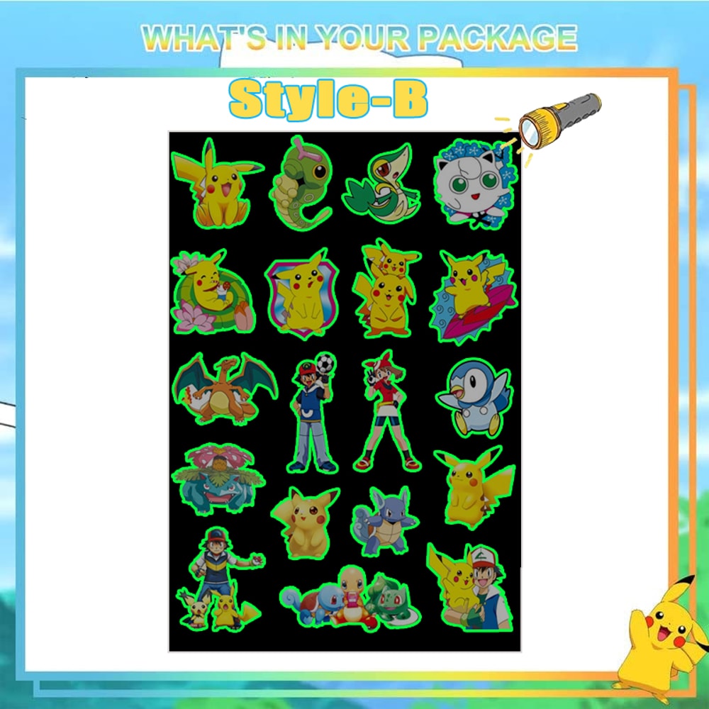 Pokemon GlowInTheDark Temporary Tattoos For Kids Pikachu Stickers For Boys Girls Glow Party Suppli 6