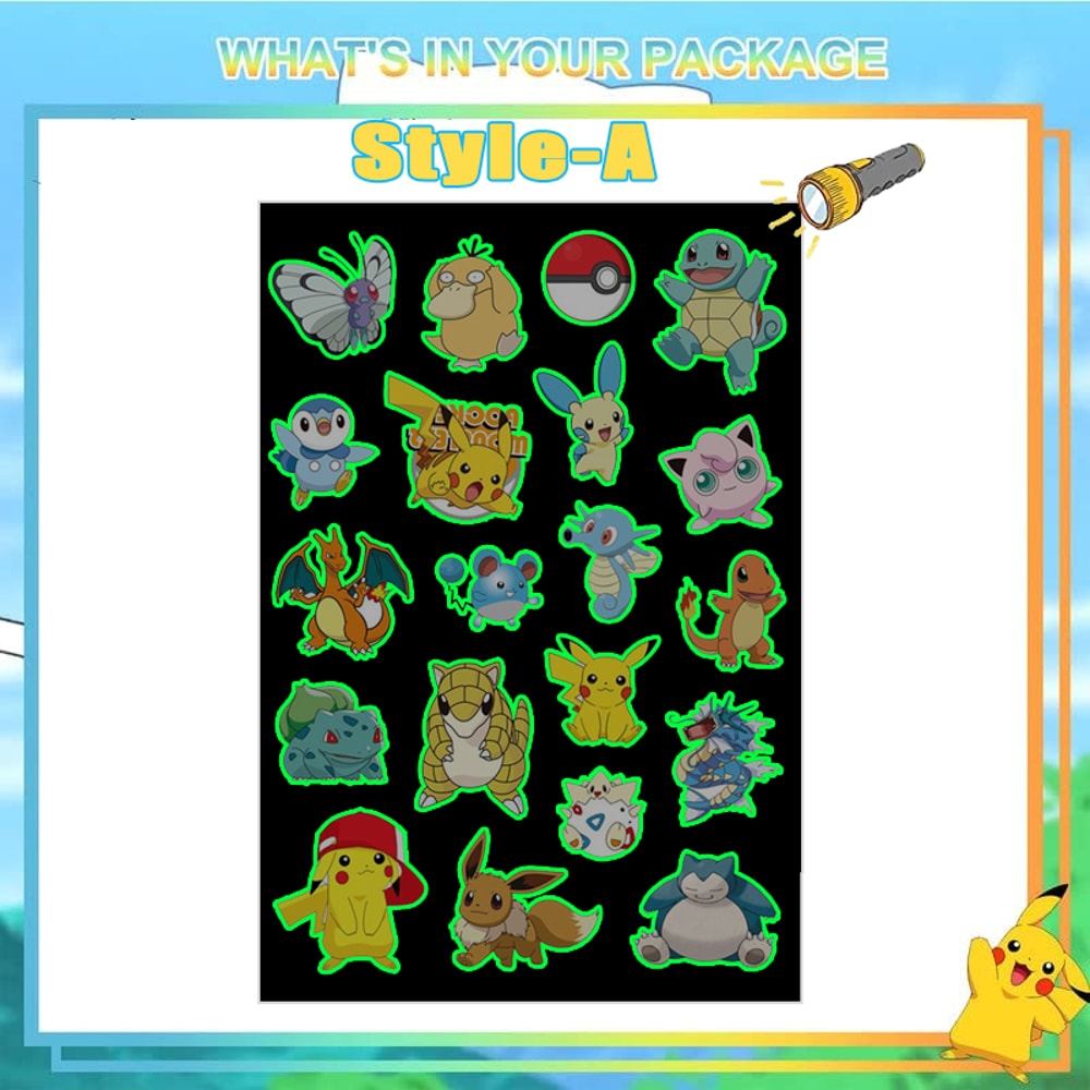 Pokemon GlowInTheDark Temporary Tattoos For Kids Pikachu Stickers For Boys Girls Glow Party Suppli 5