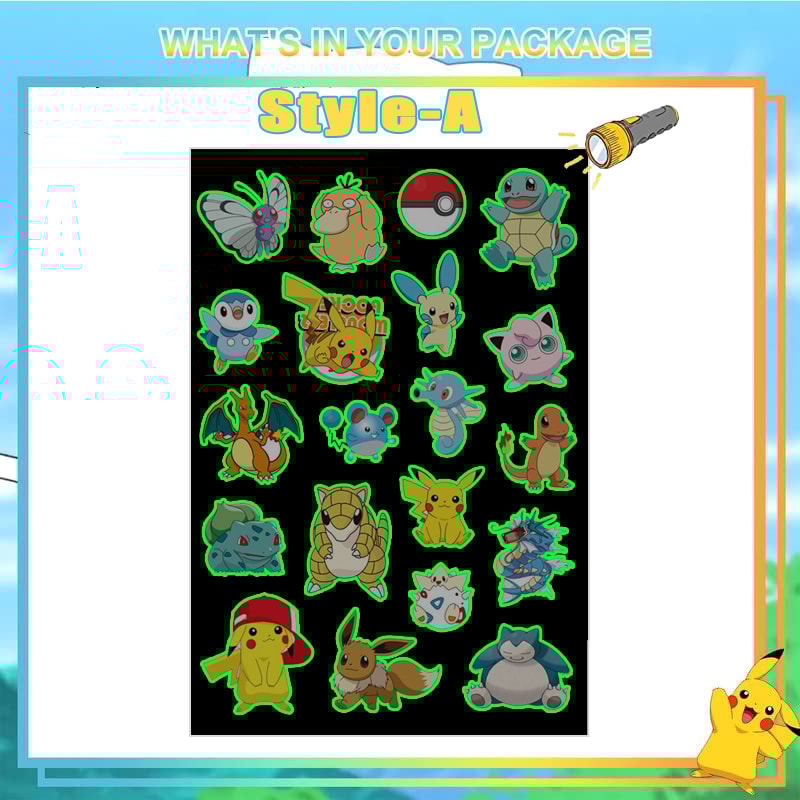 Pokemon GlowInTheDark Temporary Tattoos For Kids Pikachu Stickers For Boys Girls Glow Party Suppli 5
