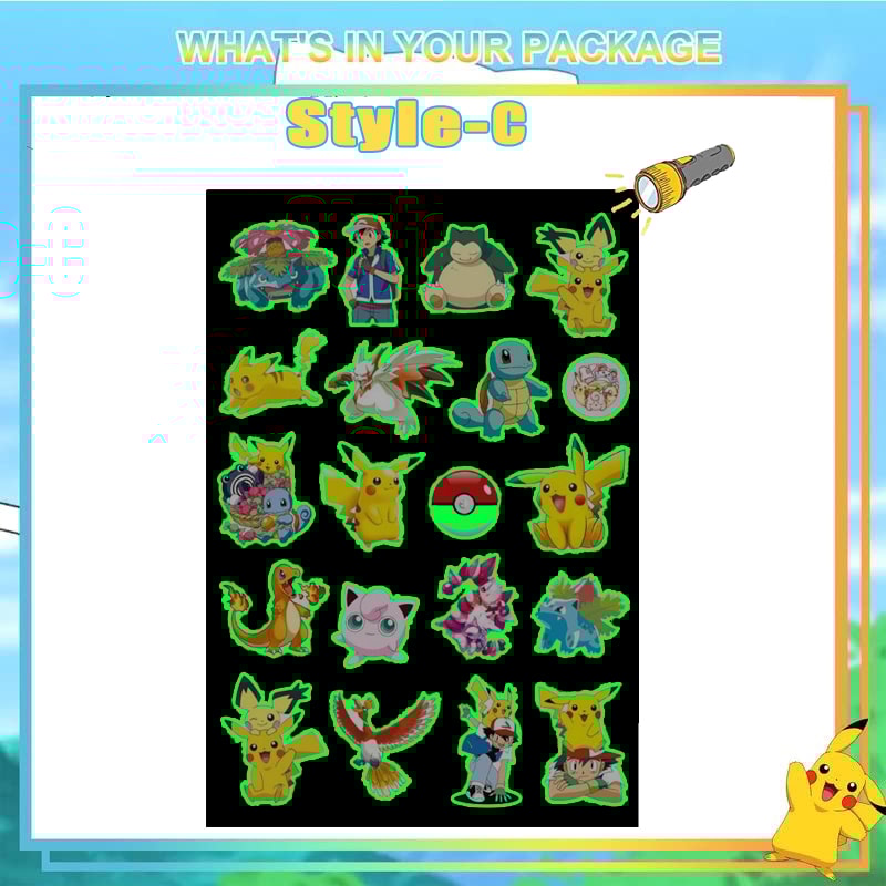 Pokemon GlowInTheDark Temporary Tattoos For Kids Pikachu Stickers For Boys Girls Glow Party Suppli 7