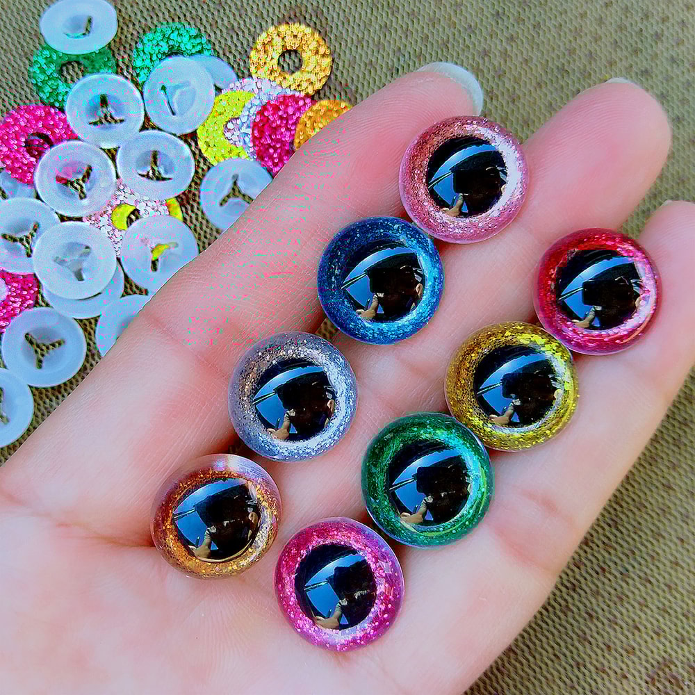 3D Plastic Glitter Safety Eyes For Crochet Toys Amigurumi Mixed Sizes For Doll Making DIY Craft Su 0