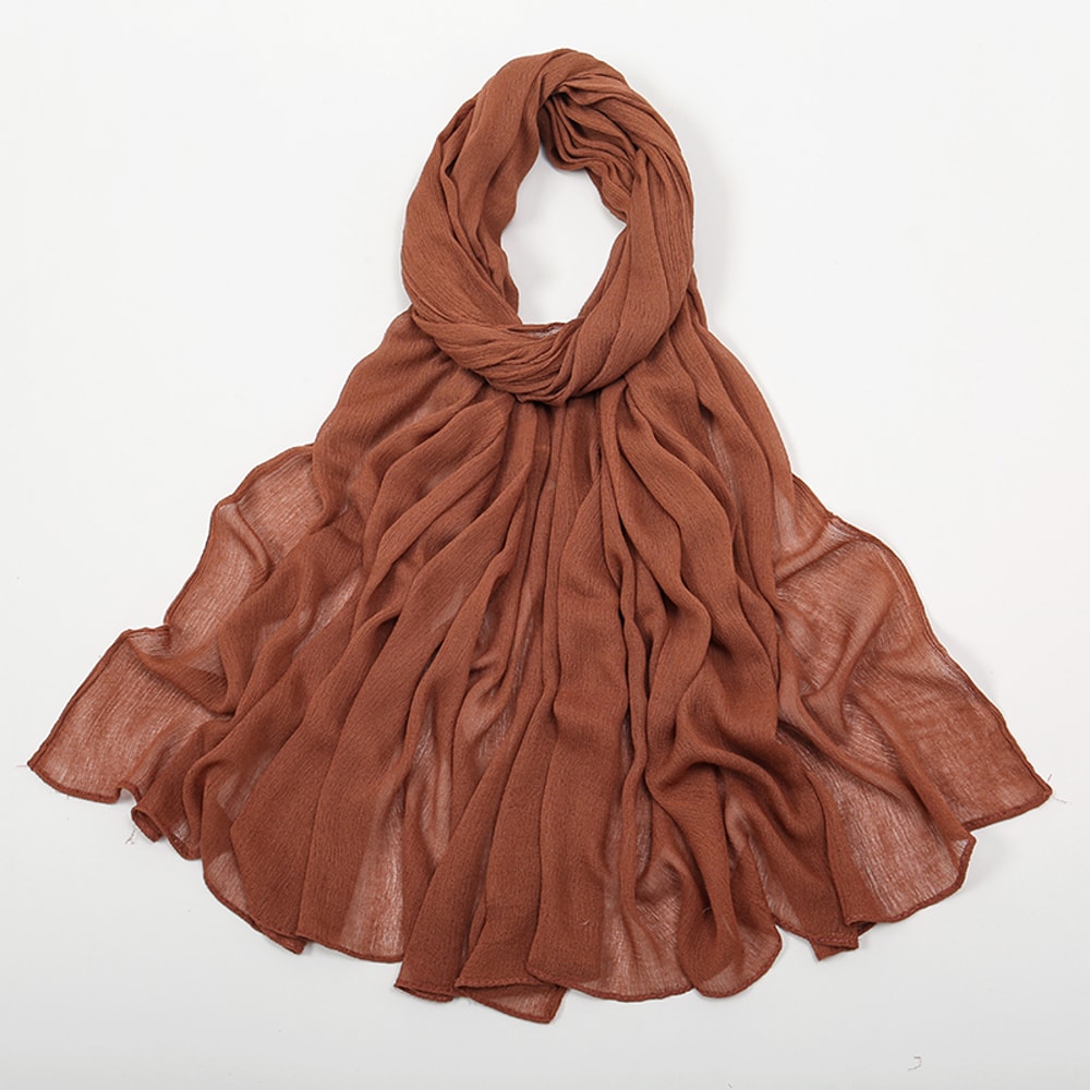 New Arrival Crinkle Rayon Hijab For Women Solid Plain Headscarf Islamic Turban Wrap 11