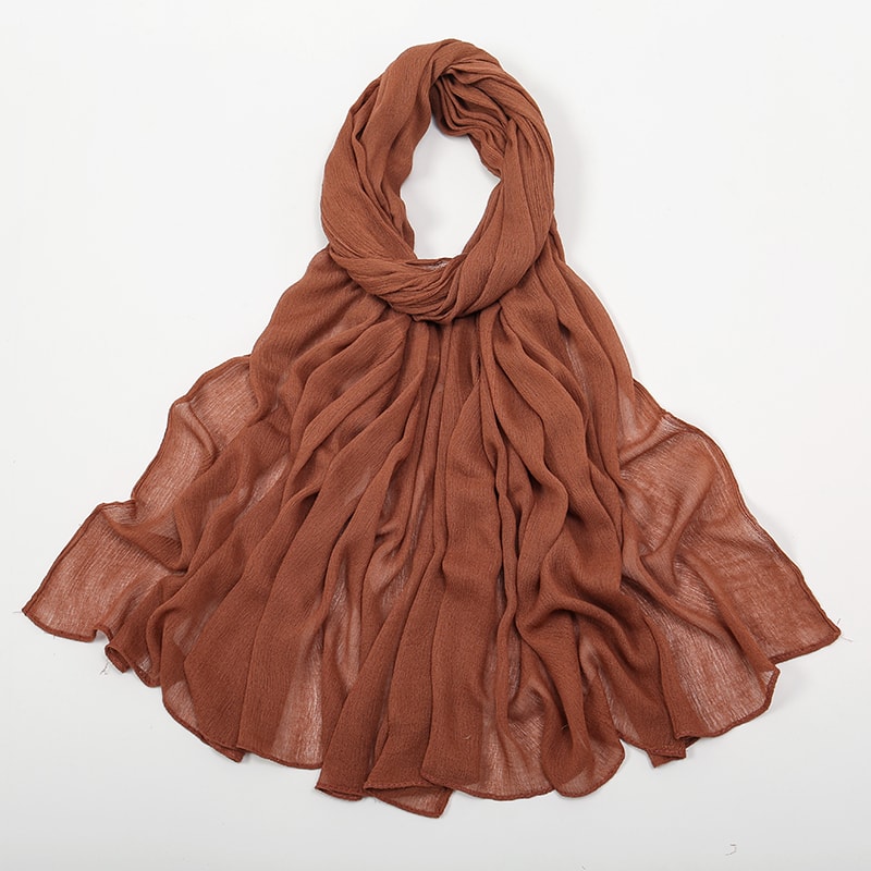 New Arrival Crinkle Rayon Hijab For Women Solid Plain Headscarf Islamic Turban Wrap 11
