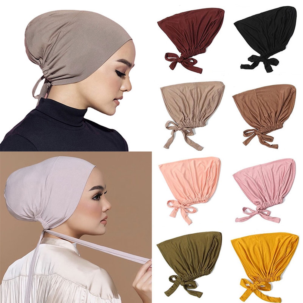 Soft Modal Muslim Turban Hat Comfortable Inner Hijab Cap For Women 0