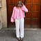 Elegant V-Neck Bow Shirt for Women with Long Flare Sleeves Stylish Spring & Summer High Street Top