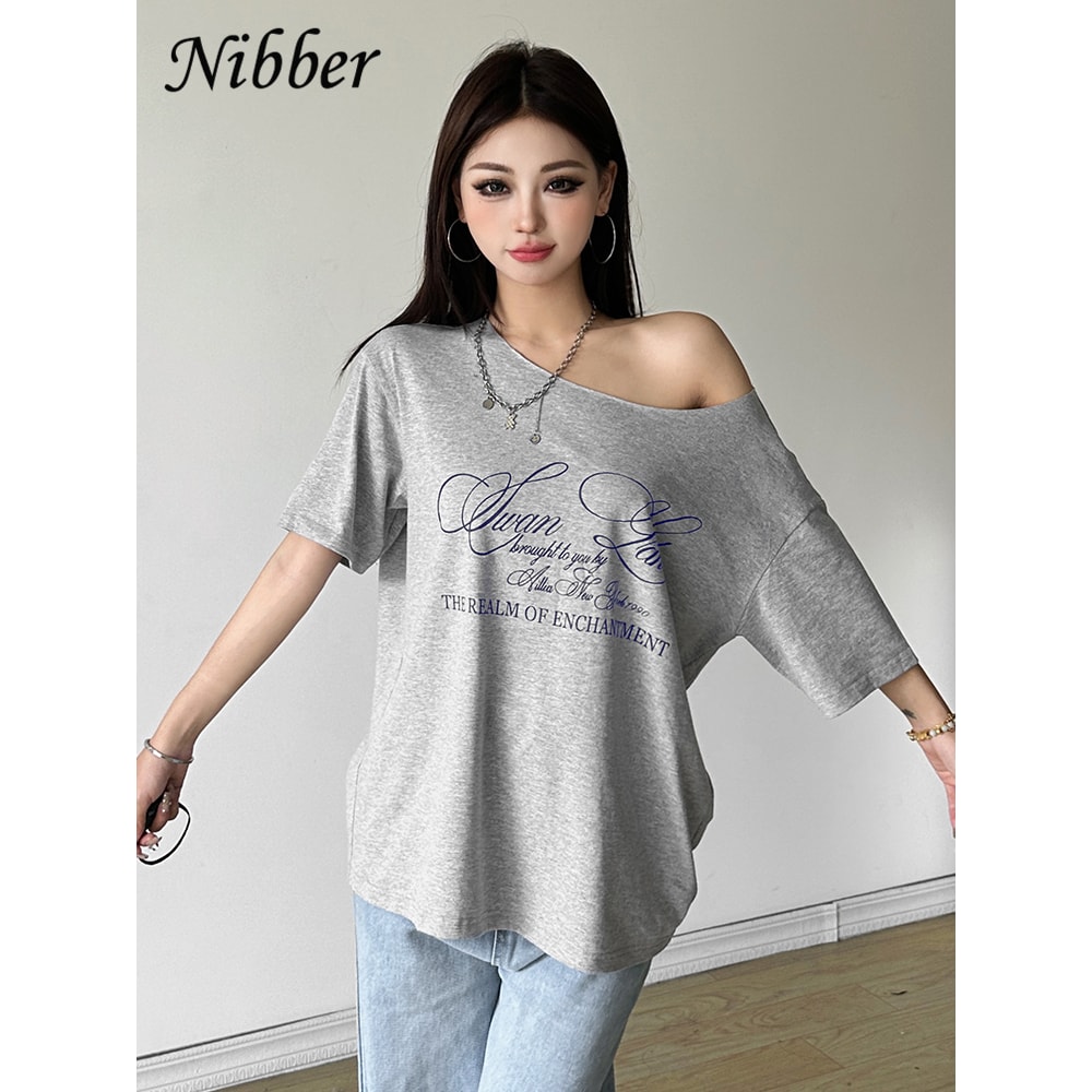 Casual Women's T-shirt Trendy Versatile Letter Print Summer Top for Street Style and Everyday Comfort