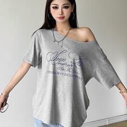 casual women's t-shirt trendy versatile letter print summer top for street style and everyday comfort