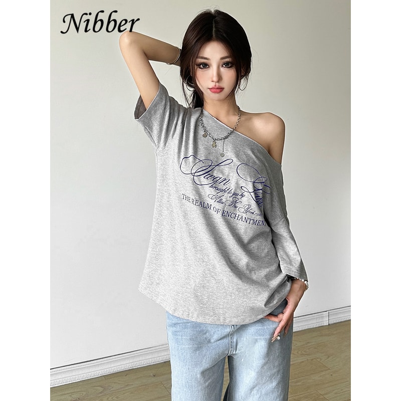 Casual Women's T-shirt Trendy Versatile Letter Print Summer Top for Street Style and Everyday Comfort