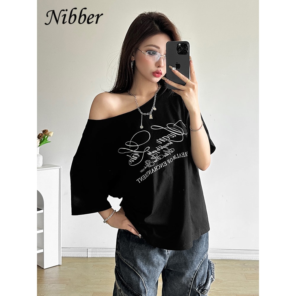 Casual Women's T-shirt Trendy Versatile Letter Print Summer Top for Street Style and Everyday Comfort