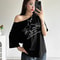 Casual Women's T-shirt Trendy Versatile Letter Print Summer Top for Street Style and Everyday Comfort