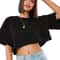 Womens Cotton Yoga Crop Top Breathable Loose Fit Fitness Shirt For Dance Running Gym Workouts 0