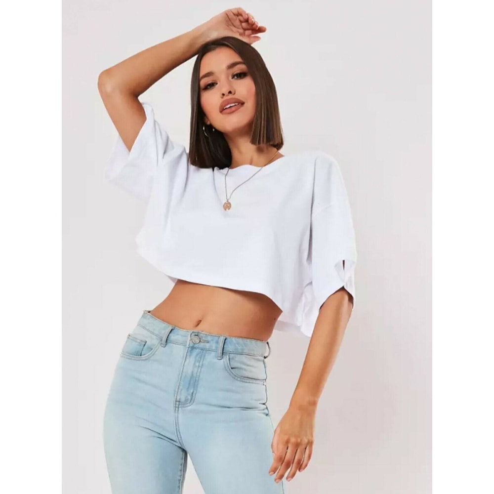 Womens Cotton Yoga Crop Top Breathable Loose Fit Fitness Shirt For Dance Running Gym Workouts 3