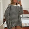 Vintage Striped Cotton Oversized T-shirt for Women Black & White Long Sleeve Casual Top