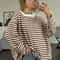 Vintage Striped Cotton Oversized T-shirt for Women Black & White Long Sleeve Casual Top