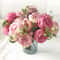Rose Silk Peony Artificial Flower Bouquet Large Heads Buds Elegant Fake Flowers For Home Wedding 0