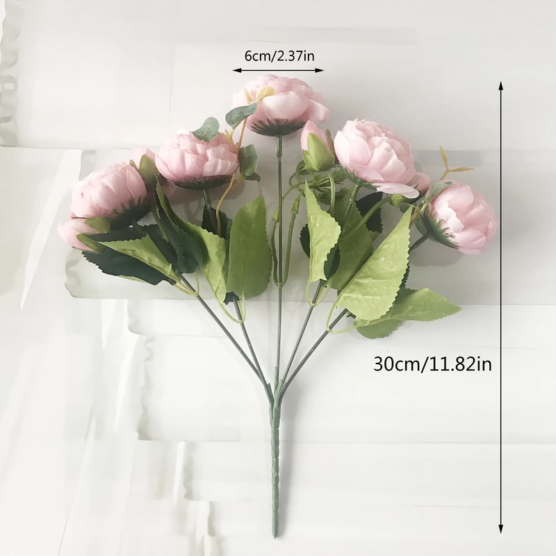 Rose Silk Peony Artificial Flower Bouquet Large Heads Buds Elegant Fake Flowers For Home Wedding 4