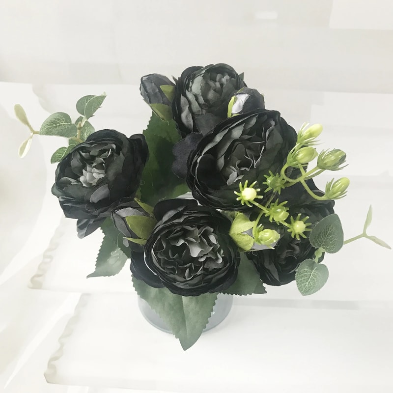 Rose Silk Peony Artificial Flower Bouquet Large Heads Buds Elegant Fake Flowers For Home Wedding 11