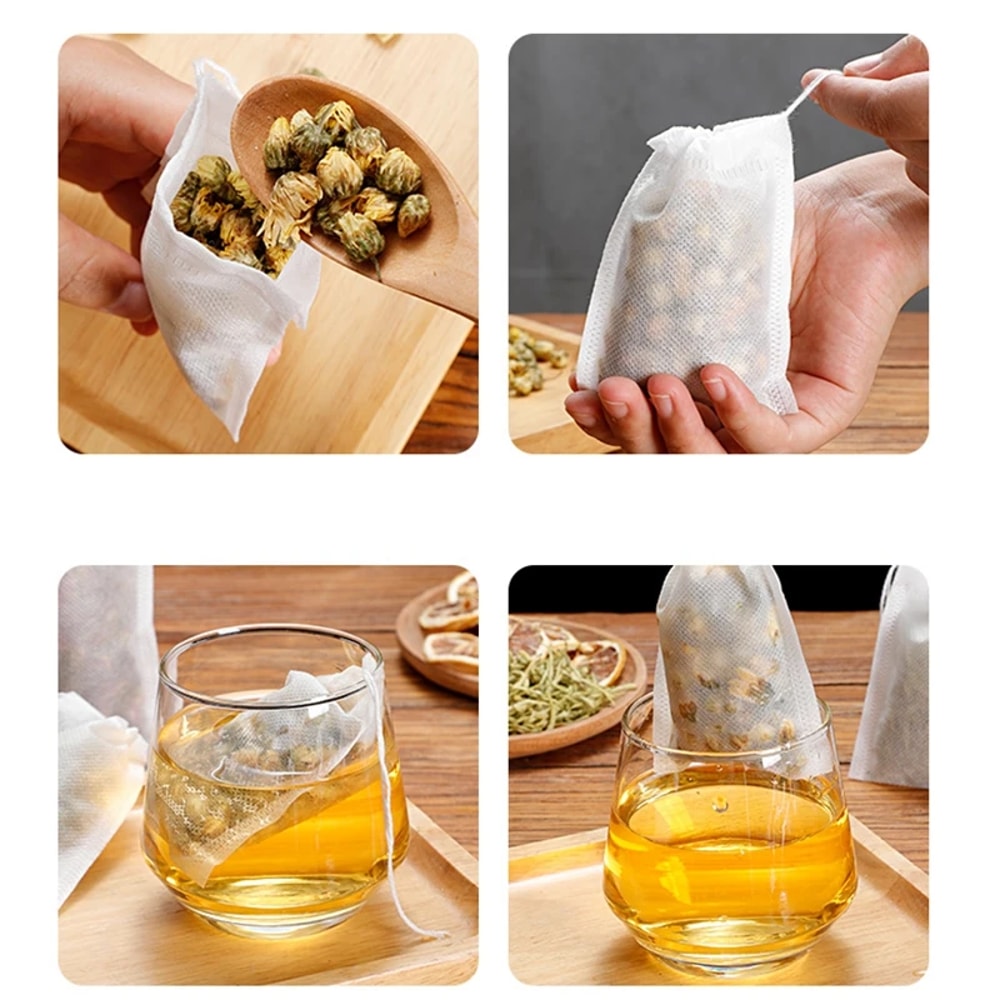 Disposable Scented Tea Bags With String Sealable Filter Paper For Loose Tea Perfect For Herbs Kitch 3