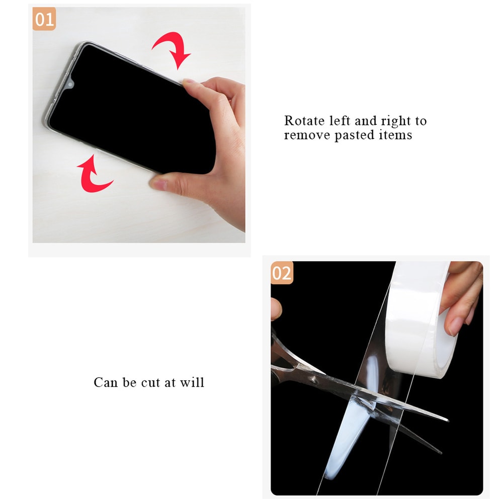 Nano Tape Waterproof Wall Stickers Traceless Removable Double-Sided Tape for Home Decor