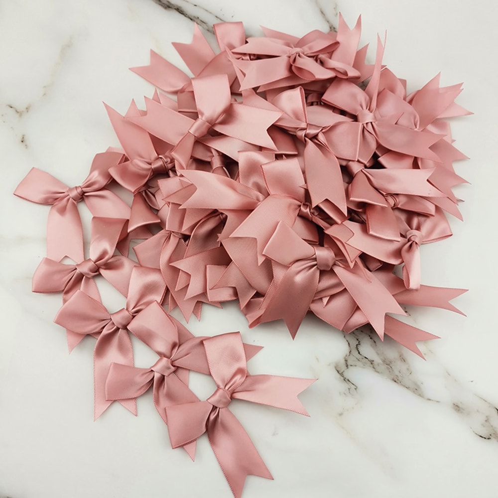 Fresh Pink Satin Ribbon Bow For Craft Party Decoration DIY Flower Embellishment 2